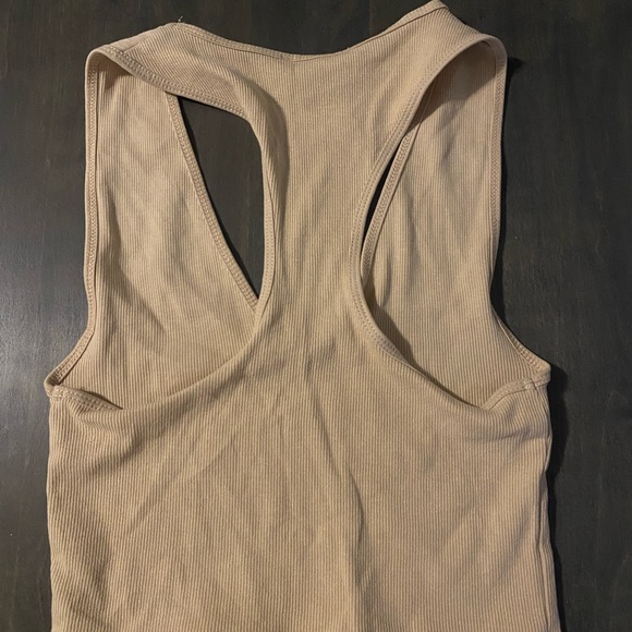 Zara Cream Ribbed Deep V Tank Top - Picture 5 of 5